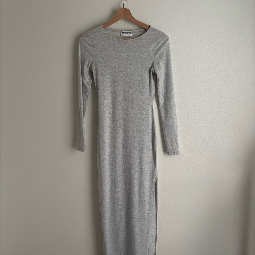 Princess Polly Light Gray Long Sleeve Maxi Dress